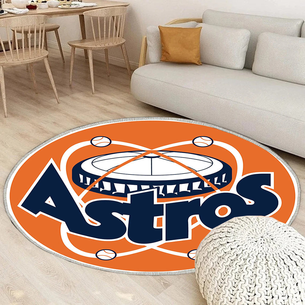 Houston Astros Retro Kreis LOGO Teppich Rund, Teppiche - Outdoor Teppich Rund, Teppich Wohnzimmer, Carpet, Rug
