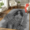 Rihanna Music Monochrome Art Teppich, Teppiche - Outdoor Teppich, Teppich Wohnzimmer, Küchenteppich, Kinderzimmer, Modern
