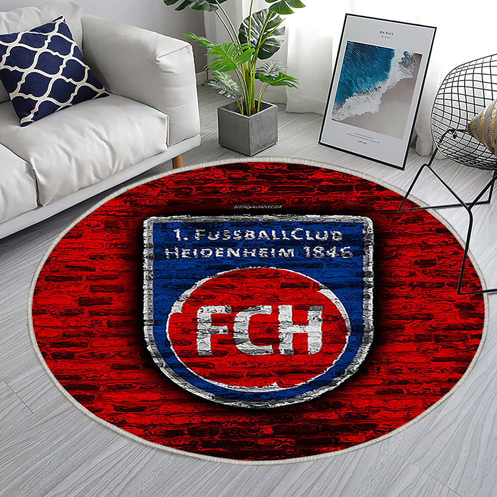 Heidenheim Fc Teppich Rund, Teppiche - Rote Backsteinmauer Outdoor Teppich Rund, Fußball Teppich Wohnzimmer, Carpet, Rug