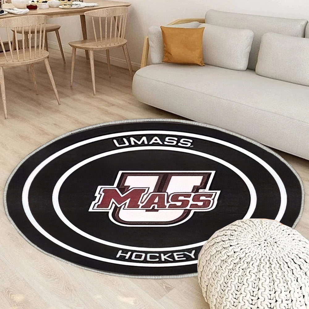 Umass Minutemen Hockey Puck Teppich Rund, Teppiche - Outdoor Teppich Rund, Teppich Wohnzimmer, Carpet, Rug