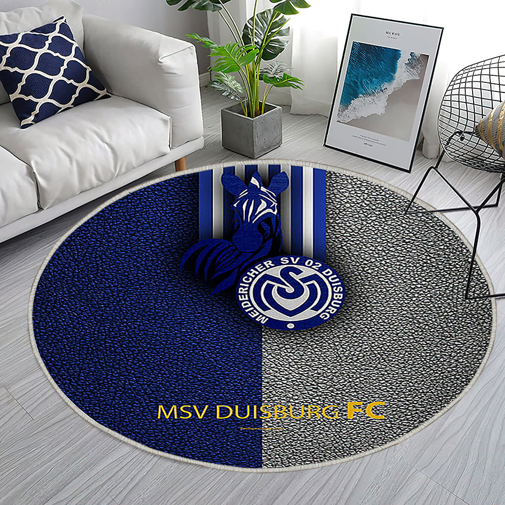 Msv Duisburg Ledereffekt Teppich Rund, Teppiche - Deutscher Fußballverein Outdoor Teppich Rund, Teppich Wohnzimmer, Carpet, Rug