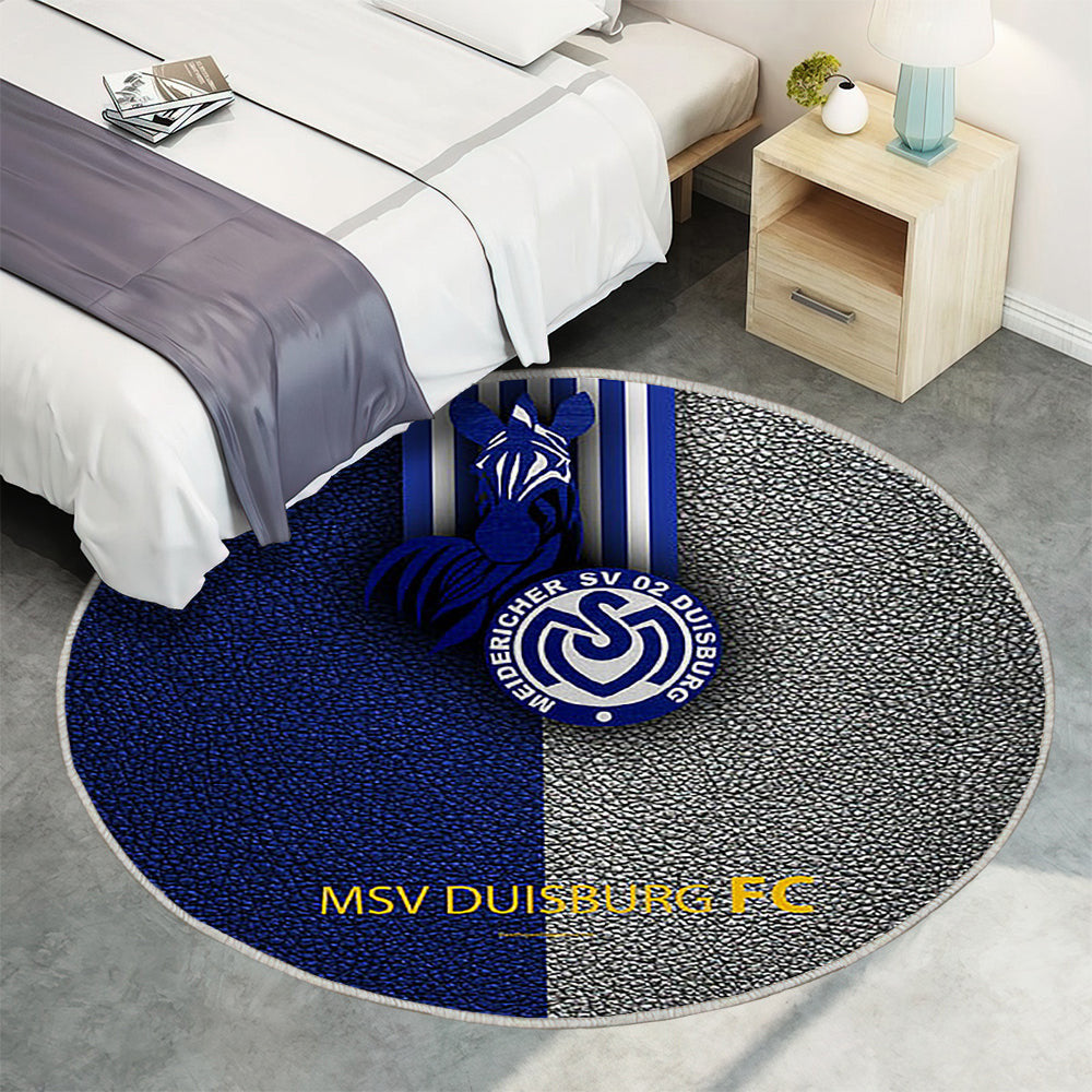 Msv Duisburg Ledereffekt Teppich Rund, Teppiche - Deutscher Fußballverein Outdoor Teppich Rund, Teppich Wohnzimmer, Carpet, Rug