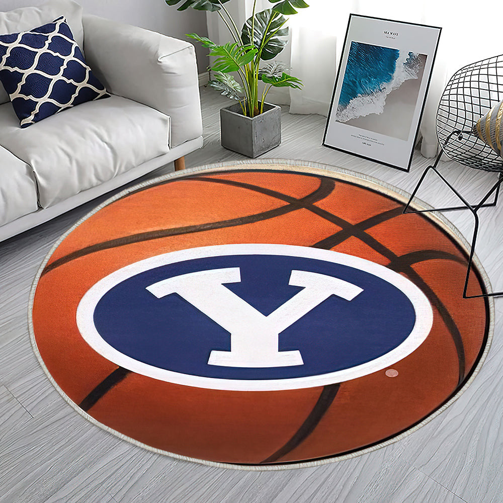 Bild von BYU Cougars Basketball Rug_7 Teppich Rund, Teppiche - Outdoor Teppich Rund, Teppich Wohnzimmer, Carpet, Rug