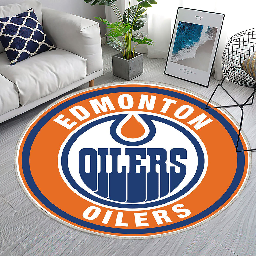 Edmonton Oilers Kreis Logo Teppich Rund, Teppiche - Outdoor Teppich Rund, Teppich Wohnzimmer, Carpet, Rug