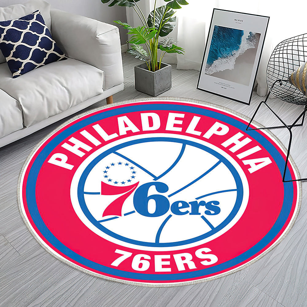 Philadelphia 76ers Kreis Logo Teppich Rund, Teppiche - Outdoor Teppich Rund, Teppich Wohnzimmer, Carpet, Rug