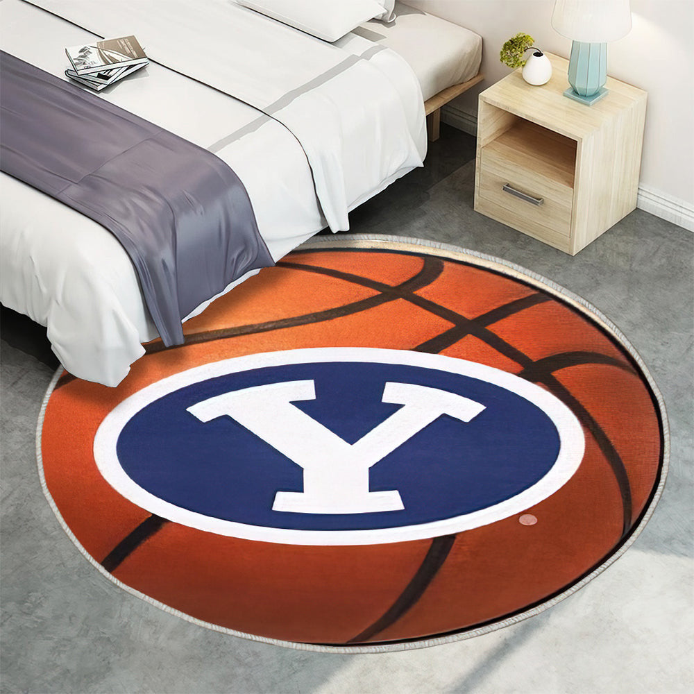 Bild von BYU Cougars Basketball Rug_7 Teppich Rund, Teppiche - Outdoor Teppich Rund, Teppich Wohnzimmer, Carpet, Rug