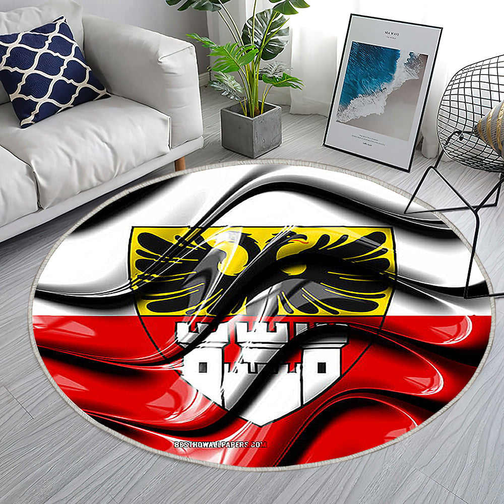 Duisburg Flaggen Städte Von Deutschland Teppich Rund, Teppiche - Europa Outdoor Teppich Rund, Flagge Von Duisburg Teppich Wohnzimmer, Carpet, Rug