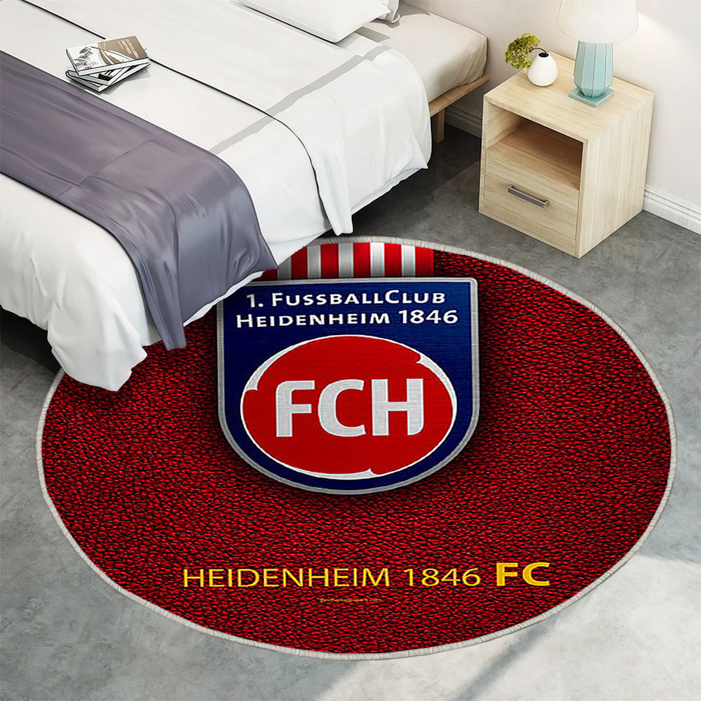 Heidenheim 1846 Fc Ledereffekt Teppich Rund, Teppiche - Deutscher Fußballverein Outdoor Teppich Rund, Teppich Wohnzimmer, Carpet, Rug