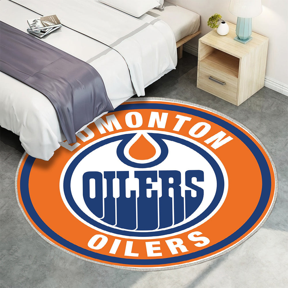 Edmonton Oilers Kreis Logo Teppich Rund, Teppiche - Outdoor Teppich Rund, Teppich Wohnzimmer, Carpet, Rug