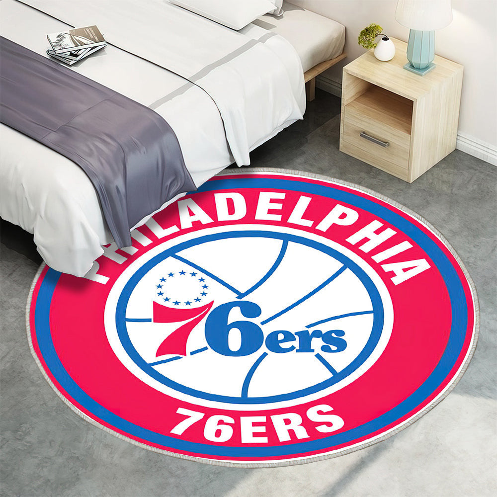 Philadelphia 76ers Kreis Logo Teppich Rund, Teppiche - Outdoor Teppich Rund, Teppich Wohnzimmer, Carpet, Rug
