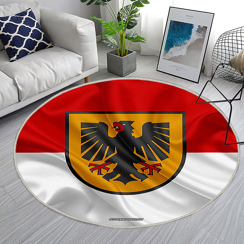 Dortmund Flagge In Seidenoptik Teppich Rund, Teppiche - Seidenfahne Outdoor Teppich Rund, Deutsche Stadt Teppich Wohnzimmer, Carpet, Rug