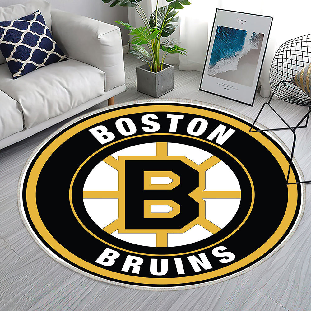 Kreis Logo der Boston Bruins Teppich Rund, Teppiche - Outdoor Teppich Rund, Teppich Wohnzimmer, Carpet, Rug