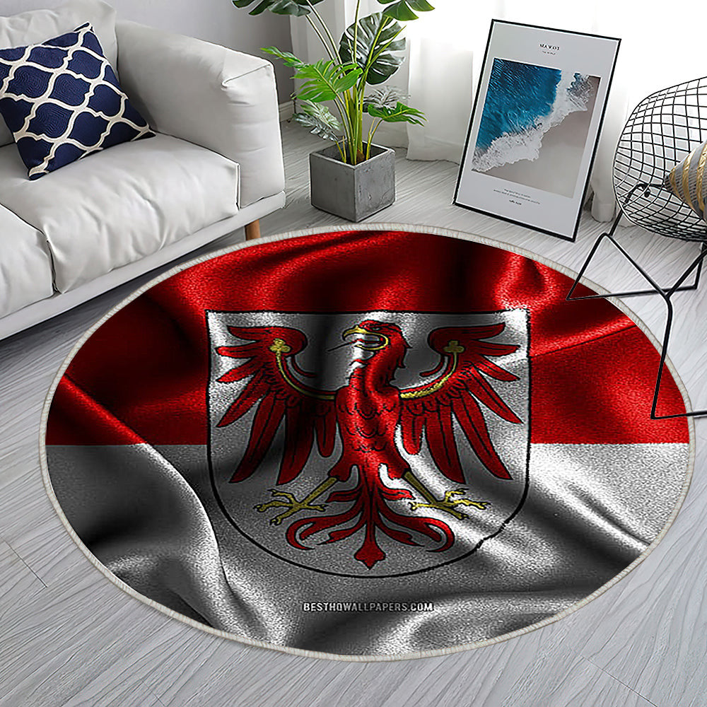 Brandenburger Flagge Seidenwellenfahnen Teppich Rund, Teppiche - Deutsche Staaten Outdoor Teppich Rund, Flagge Von Brandenburg Teppich Wohnzimmer, Carpet, Rug