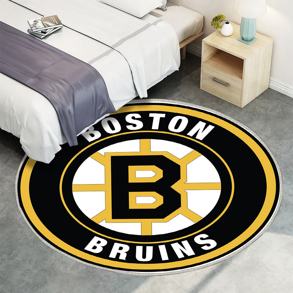 Kreis Logo der Boston Bruins Teppich Rund, Teppiche - Outdoor Teppich Rund, Teppich Wohnzimmer, Carpet, Rug