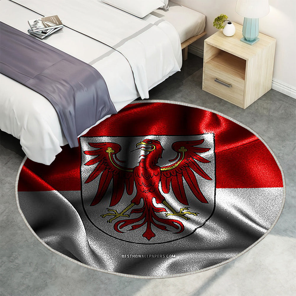 Brandenburger Flagge Seidenwellenfahnen Teppich Rund, Teppiche - Deutsche Staaten Outdoor Teppich Rund, Flagge Von Brandenburg Teppich Wohnzimmer, Carpet, Rug