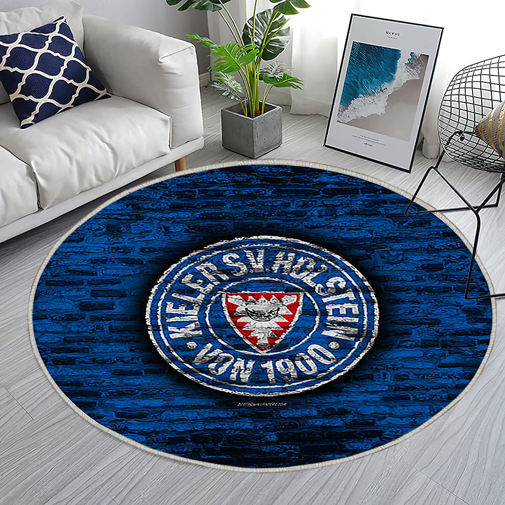 Holstein Kiel Fc Teppich Rund, Teppiche - Blaue Ziegelwand Outdoor Teppich Rund, Teppich Wohnzimmer, Carpet, Rug