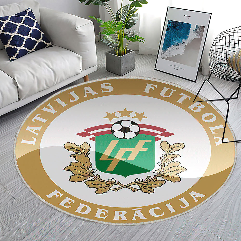 Lettische Fußballnationalmannschaft Lettischer Fußballverband Staicele Teppich Rund, Teppiche - Wm Spieler Outdoor Teppich Rund, Emblem Teppich Wohnzimmer, Carpet, Rug