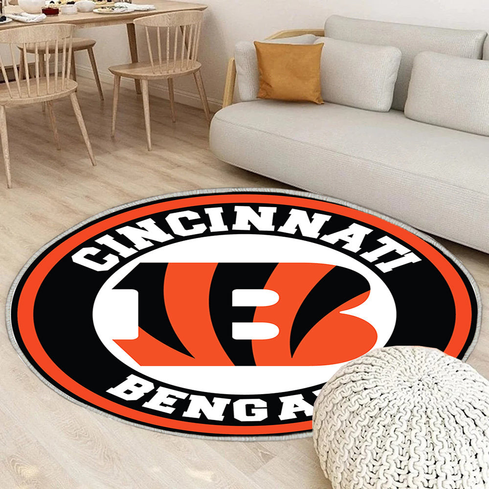 Cincinnati Bengals Kreis Logo Teppich Rund, Teppiche - Outdoor Teppich Rund, Teppich Wohnzimmer, Carpet, Rug