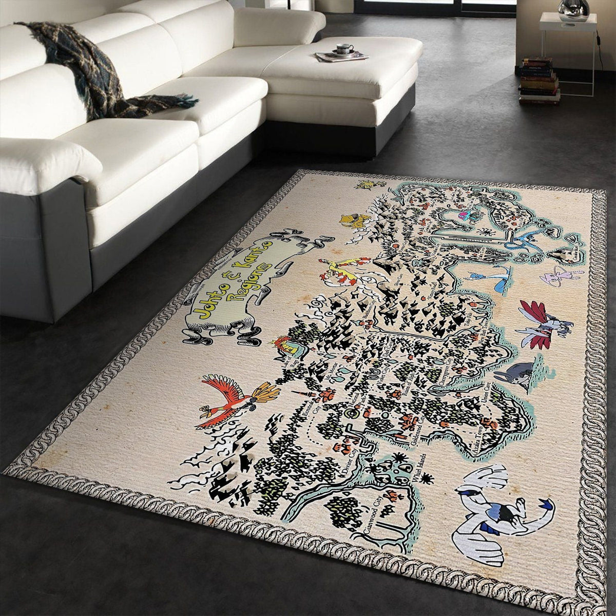 Kanto And Johto Regions Map Pokemon V1 teppich - und Regionen kartieren Pokémon outdoor teppich, teppiche wohnzimmer, Küchenteppich, kinderzimmer