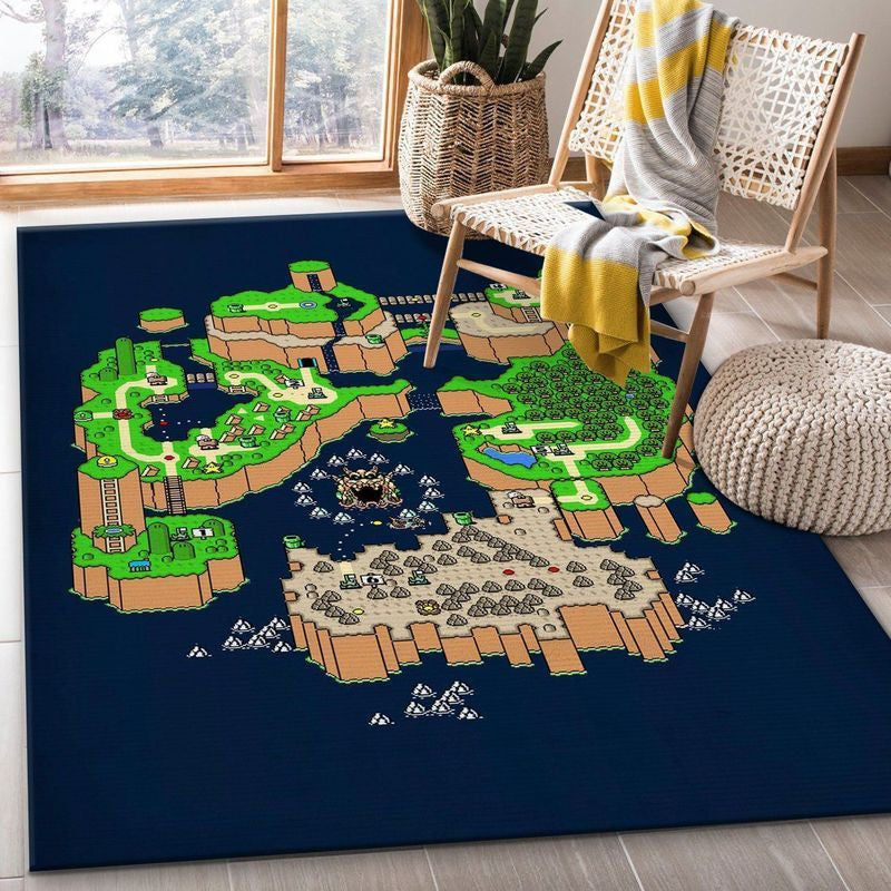 Super Mario World Map1002 Teppich, Teppiche - Outdoor Teppich, Teppich Wohnzimmer, Küchenteppich, Kinderzimmer, Modern