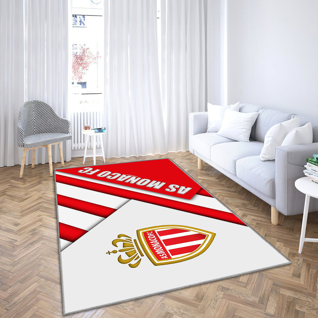 AS Monaco FC Materialdesign-Teppich, Teppiche – Rot-weißer abstrakter Outdoor-Teppich, Wohnzimmerteppich, Küchenteppich, Kinderzimmer, modern