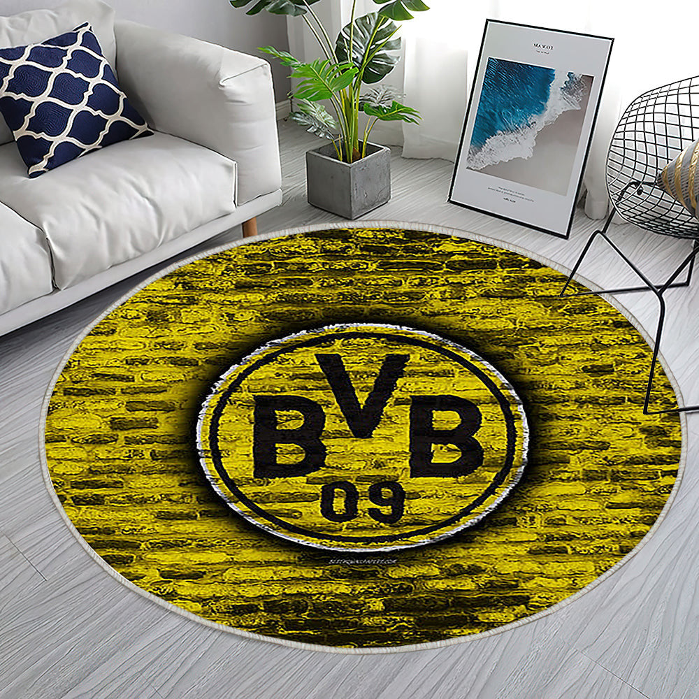 Fc Borussia Dortmund Teppich Rund, Teppiche - Gelbe Backsteinmauer Outdoor Teppich Rund, Deutscher Fußballverein Teppich Wohnzimmer, Carpet, Rug