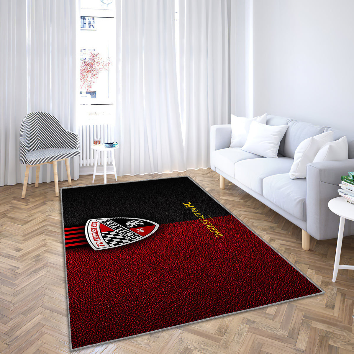 Fc Ingolstadt 04 Leather Texture Teppich, Teppiche - Deutscher Fußballverein Outdoor Teppich, Teppich Wohnzimmer, Küchenteppich, Kinderzimmer, Modern