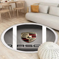 Porsche Auto Emblem Triptychon Teppich Rund, Teppiche - Outdoor Teppich Rund, Teppich Wohnzimmer, Carpet, Rug