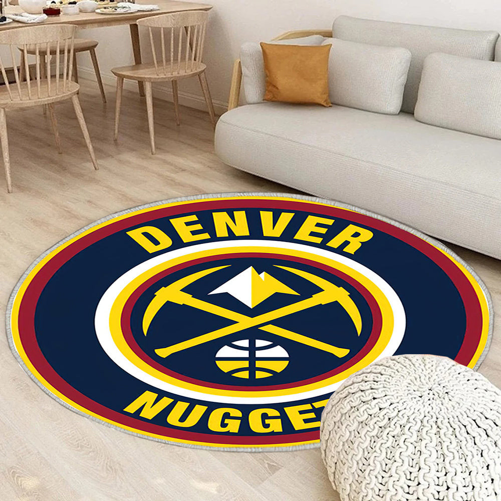 Denver Nuggets Kreis Logo Teppich Rund, Teppiche - Outdoor Teppich Rund, Teppich Wohnzimmer, Carpet, Rug