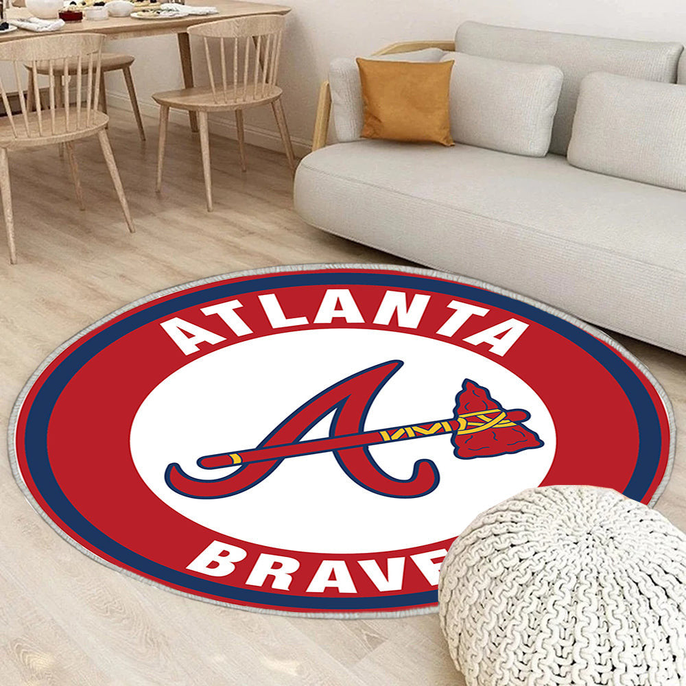 Atlanta Braves Kreis Logo Teppich Rund, Teppiche - Outdoor Teppich Rund, Teppich Wohnzimmer, Carpet, Rug