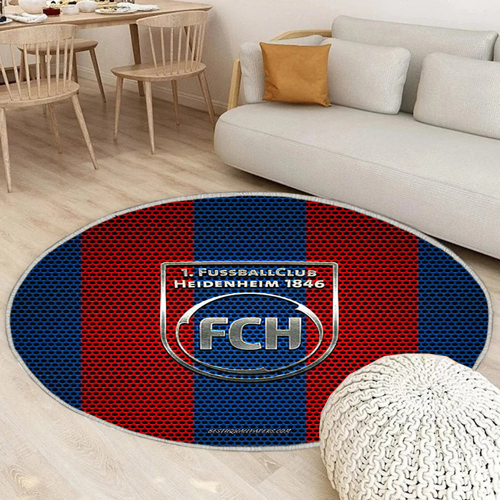 Fc Heidenheim Teppich Rund, Teppiche - Deutscher Fußballverein Outdoor Teppich Rund, Metall Emblem Teppich Wohnzimmer, Carpet, Rug