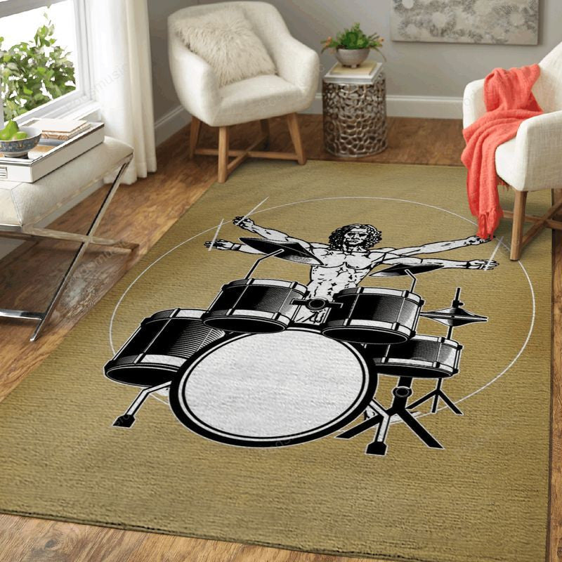 Vitruvian Drummer Music Art Teppich, Teppiche - Outdoor Teppich, Teppich Wohnzimmer, Küchenteppich, Kinderzimmer, Modern