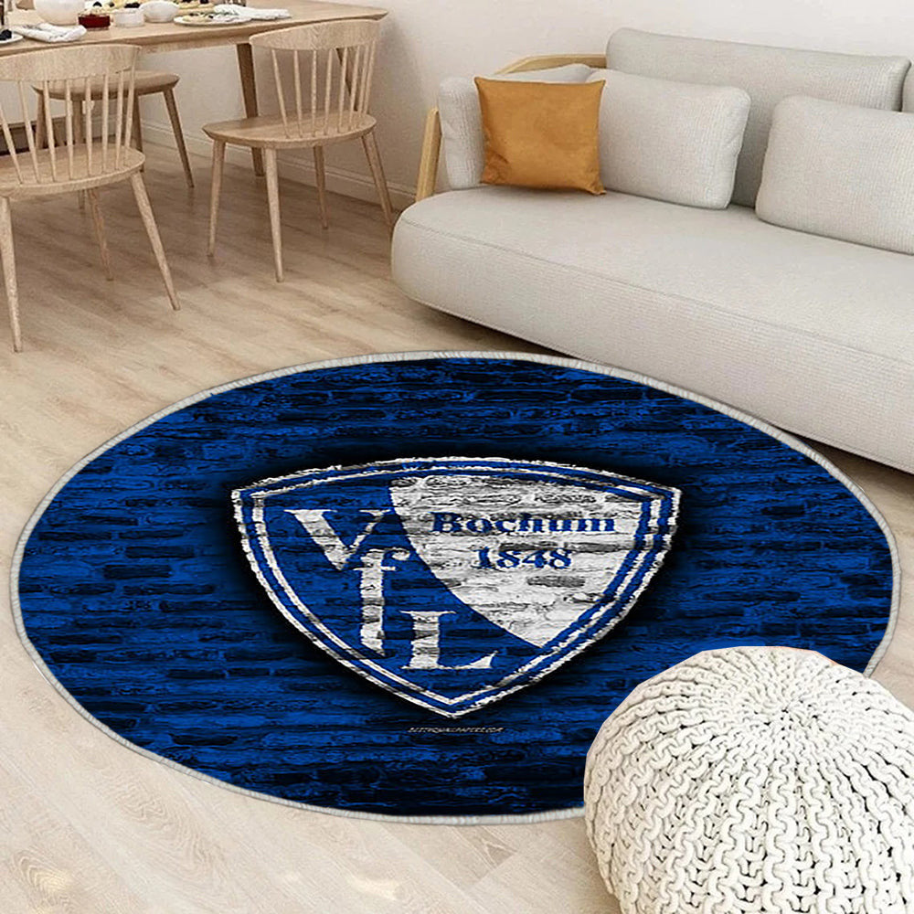Bochumer Fc Teppich Rund, Teppiche - Blaue Ziegelwand Outdoor Teppich Rund, Fußball Teppich Wohnzimmer, Carpet, Rug