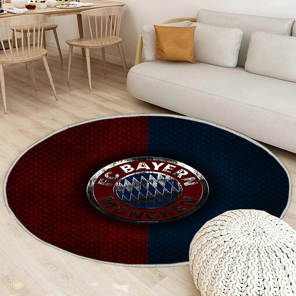 Metall Vom Fc Bayern München Teppich Rund, Teppiche - Deutscher Fußballverein Outdoor Teppich Rund, Blau Rotes Metall Teppich Wohnzimmer, Carpet, Rug