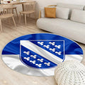 Flagge Kassel Seideneffekt Teppich Rund, Teppiche - Blau Weiße Seidenflagge Outdoor Teppich Rund, Wappen Teppich Wohnzimmer, Carpet, Rug