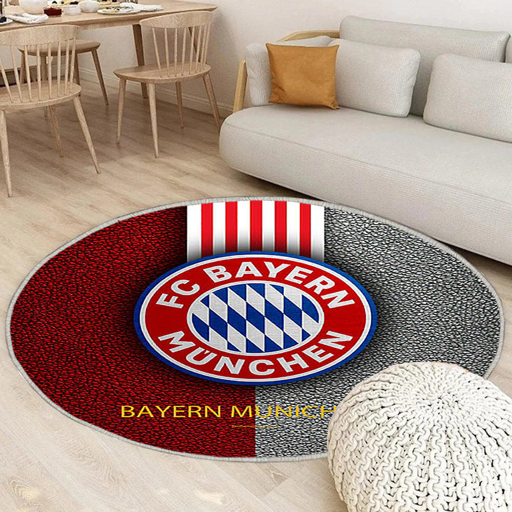 Fc Bayern München Deutscher Fußballverein Teppich Rund, Teppiche - Bundesliga Outdoor Teppich Rund, Leder Effekt Teppich Wohnzimmer, Carpet, Rug