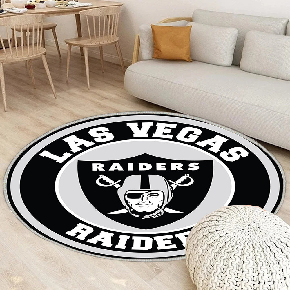 Las Vegas Raiders Kreis Logo Teppich Rund, Teppiche - Outdoor Teppich Rund, Teppich Wohnzimmer, Carpet, Rug