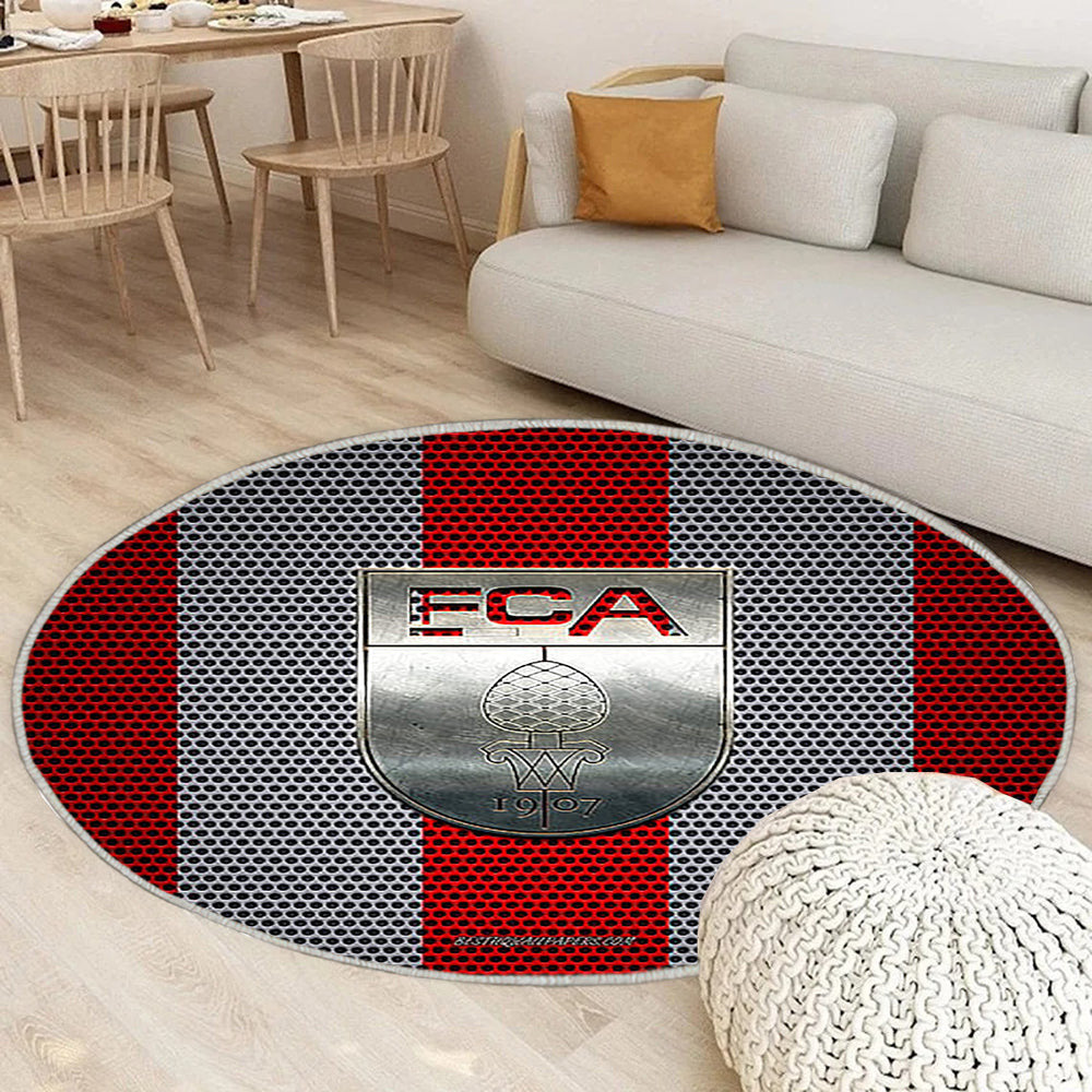 Fcaugsburg Teppich Rund, Teppiche - Englischer Fußballverein Outdoor Teppich Rund, Metall Emblem Teppich Wohnzimmer, Carpet, Rug