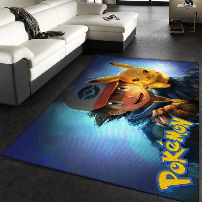 Satoshi And Pikachu Pokemon Teppich, Teppiche - Outdoor Teppich, Teppich Wohnzimmer, Küchenteppich, Kinderzimmer, Modern