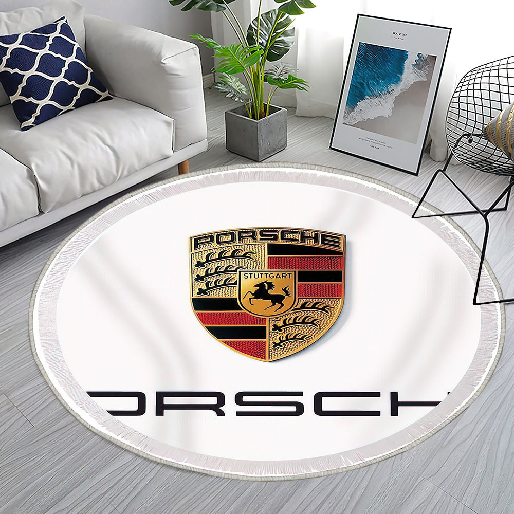 Porsche Logo014 Teppich Rund, Teppiche - Outdoor Teppich Rund, Teppich Wohnzimmer, Carpet, Rug
