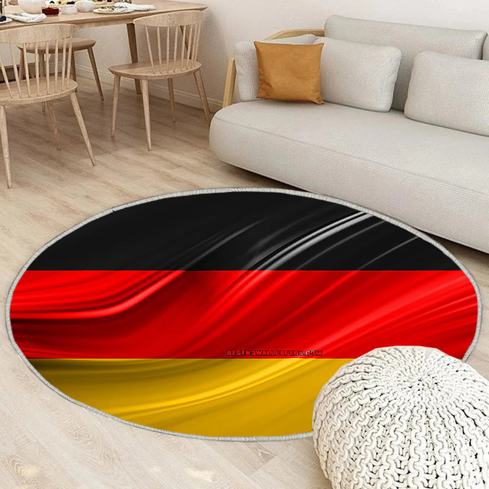 Deutsche Flagge Teppich Rund, Teppiche - Europäische Länder Outdoor Teppich Rund, 3D Wellen Teppich Wohnzimmer, Carpet, Rug
