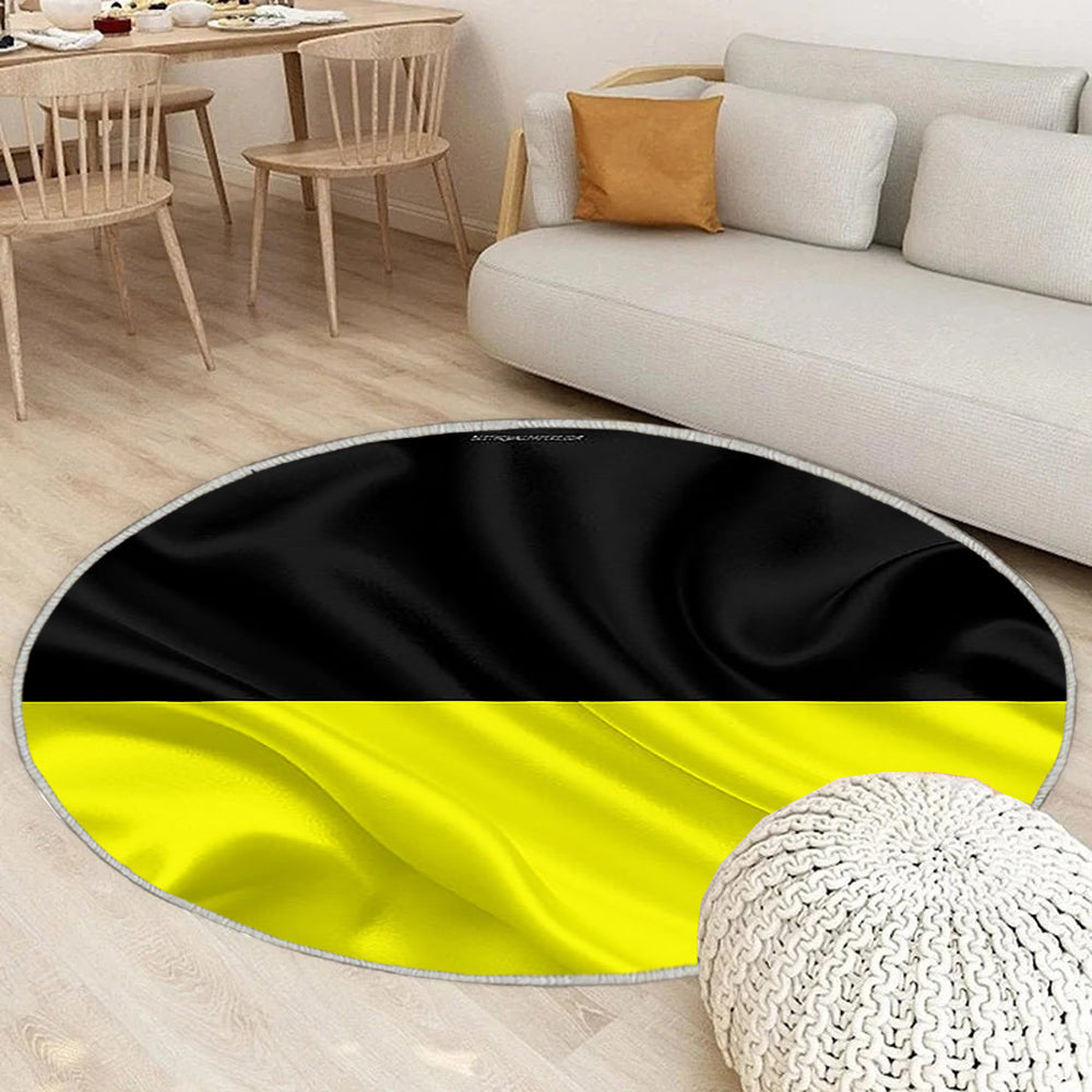 Flagge Aachen Seideneffekt Teppich Rund, Teppiche - Gelbe Schwarze Seidenflagge Outdoor Teppich Rund, Deutsche Stadt Teppich Wohnzimmer, Carpet, Rug
