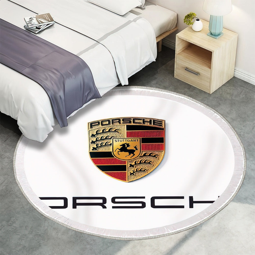 Porsche Logo014 Teppich Rund, Teppiche - Outdoor Teppich Rund, Teppich Wohnzimmer, Carpet, Rug