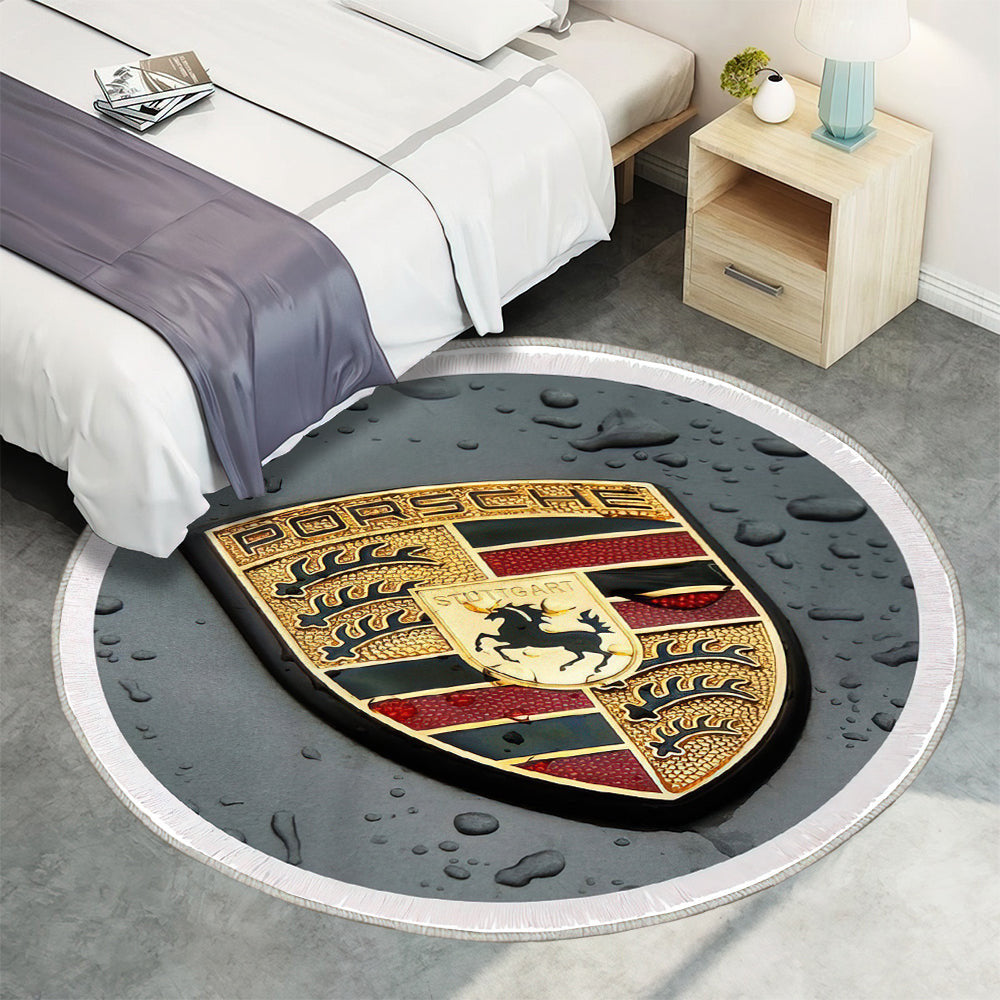 Porsche Logo008 Teppich Rund, Teppiche - Outdoor Teppich Rund, Teppich Wohnzimmer, Carpet, Rug