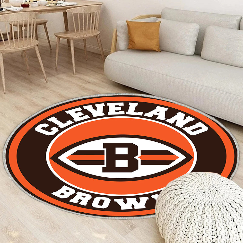 Cleveland Browns Kreis Logo Teppich Rund, Teppiche - Outdoor Teppich Rund, Teppich Wohnzimmer, Carpet, Rug