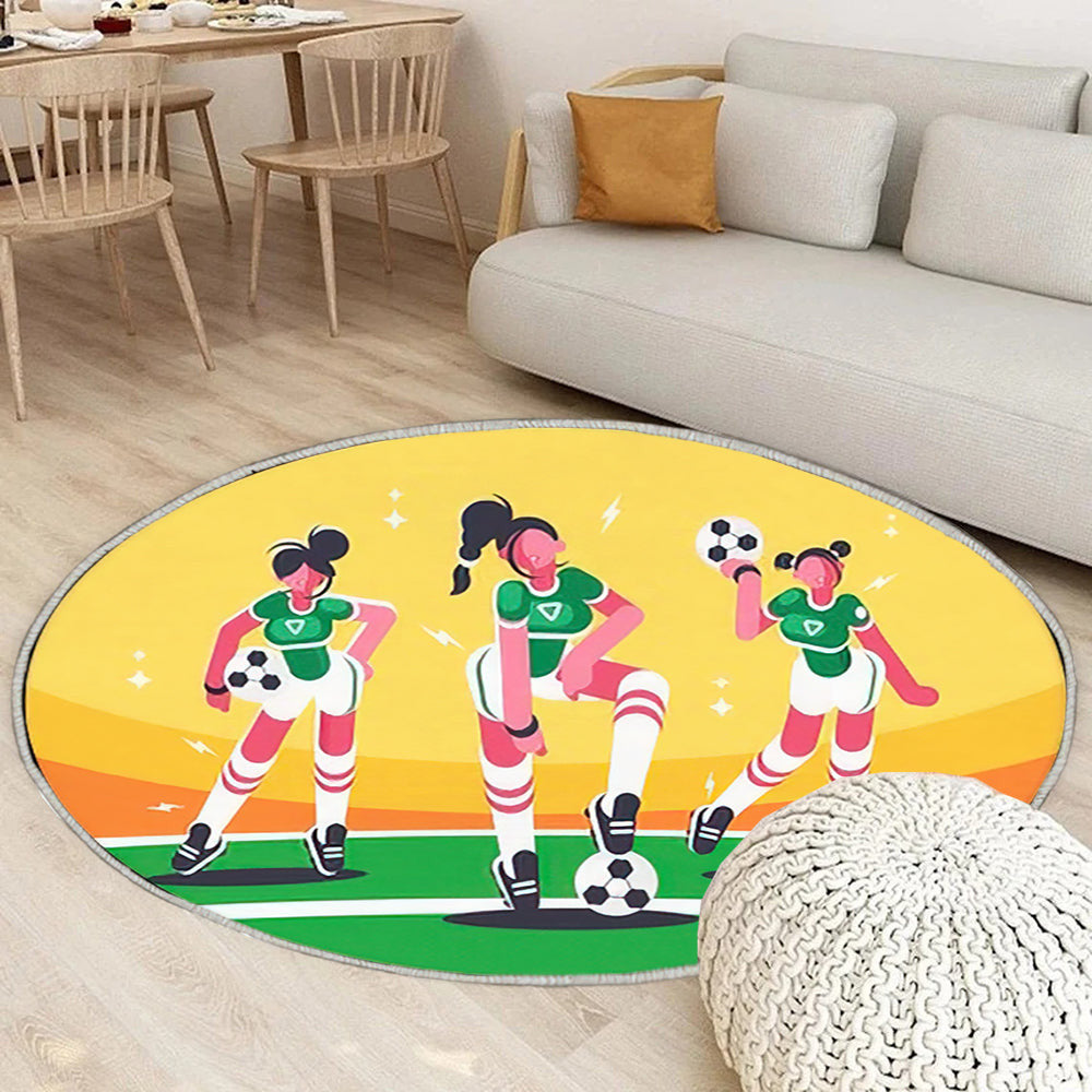 Fußball Frauenmannschaft Teppich Rund, Teppiche - Outdoor Teppich Rund, Teppich Wohnzimmer, Carpet, Rug
