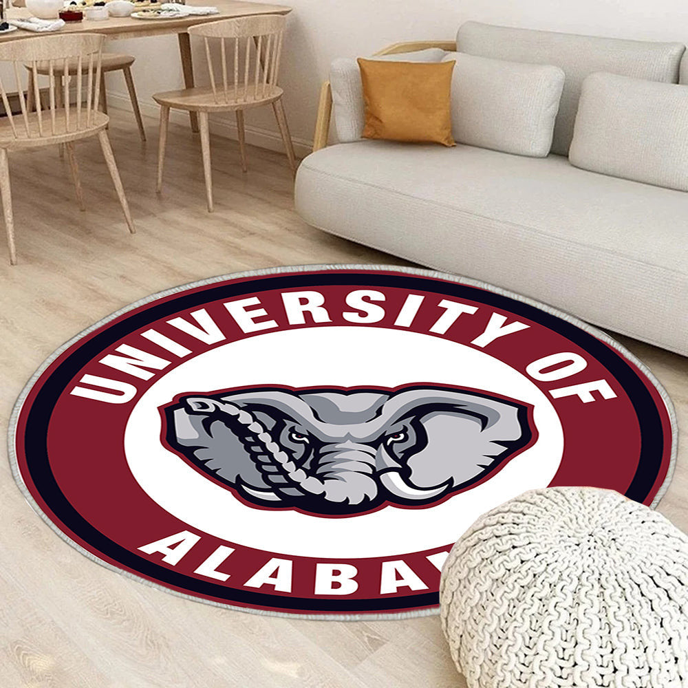 Alabama Elephant Circle Logo Teppich Rund, Teppiche - Outdoor Teppich Rund, Teppich Wohnzimmer, Carpet, Rug