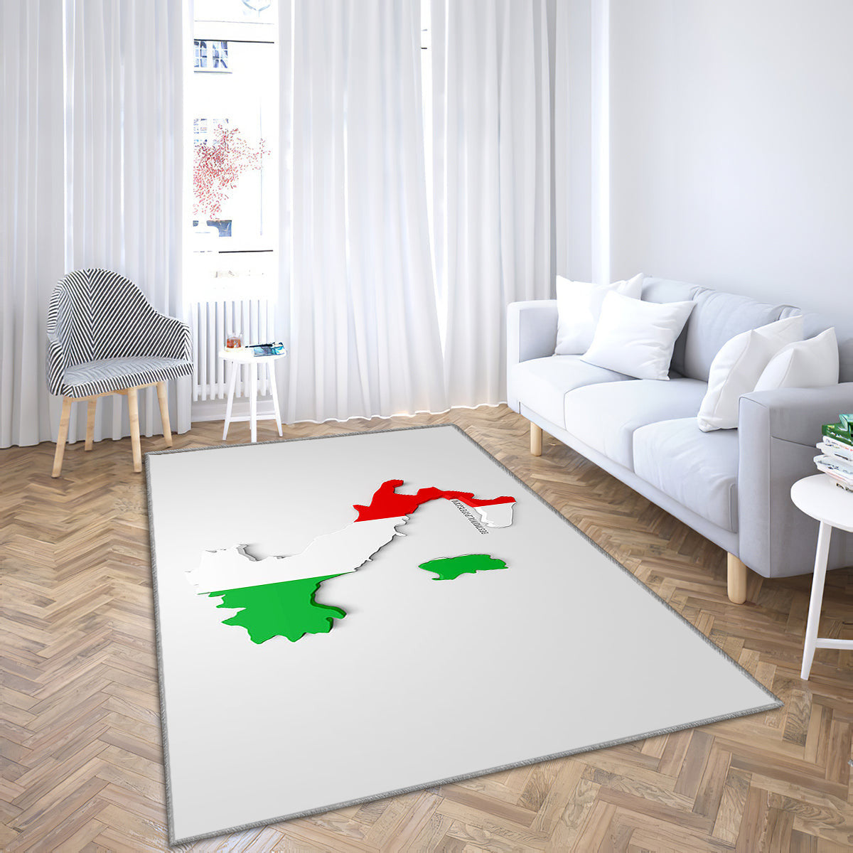 3D-Flagge von Italien Teppich, Teppiche – Silhouette-Karte von Italien Outdoor-Teppich, Wohnzimmerteppich, Küchenteppich, Kinderzimmer, modern