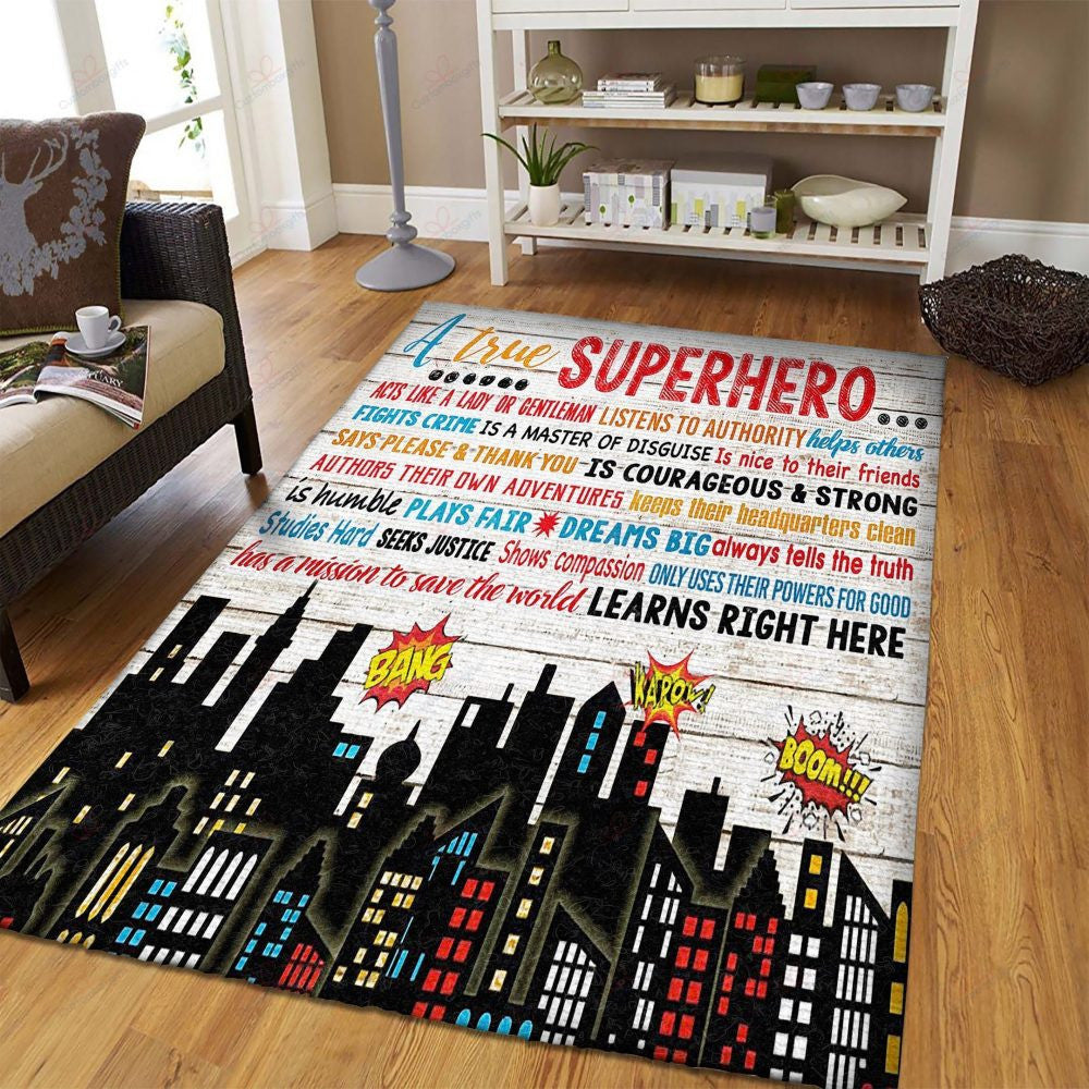 Teacher A True Super Hero Teppich, Teppiche - Outdoor Teppich, Teppich Wohnzimmer, Küchenteppich, Kinderzimmer, Modern