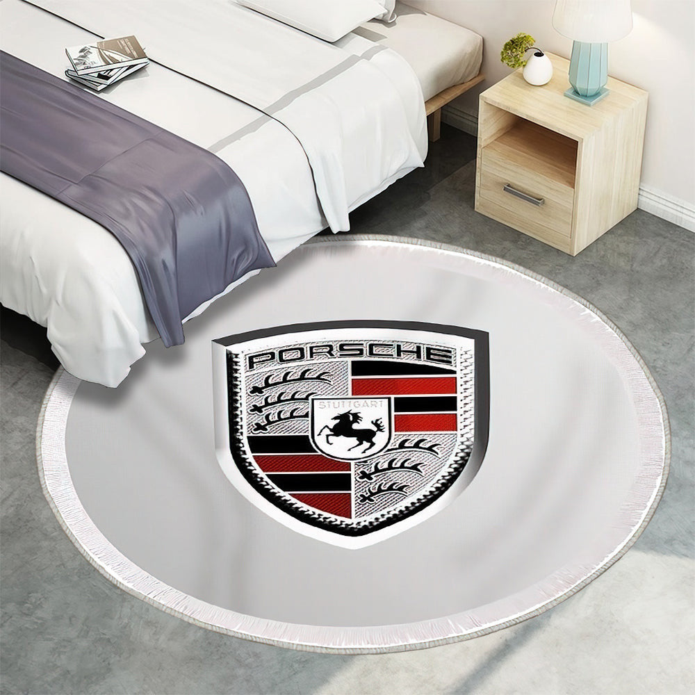 Porsche Logo003 Teppich Rund, Teppiche - Outdoor Teppich Rund, Teppich Wohnzimmer, Carpet, Rug